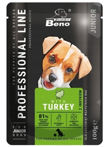 Super Benek SUPER BENO Junior Turkey - wet dog food - 100 g image 1