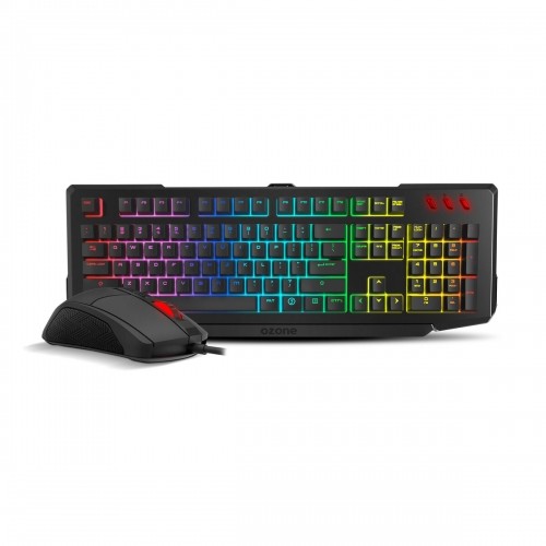 Игровые клавиатура и мышь OZONE Испанская Qwerty Чёрный Разноцветный image 1