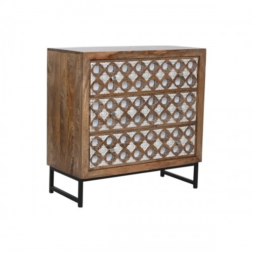 Chest of drawers Home ESPRIT Brown Black Silver Mango wood Mirror Indian Man 80 x 38 x 80 cm image 1