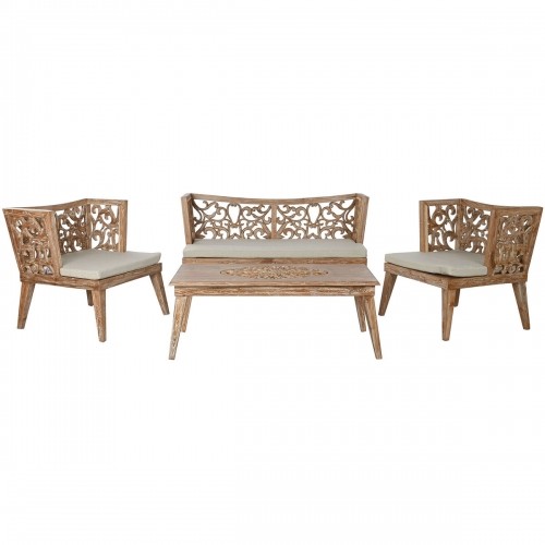 Table Set with 3 Armchairs Home ESPRIT Beige Natural Teak 133 x 60 x 70 cm image 1