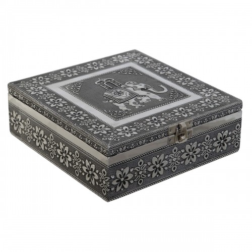 Jewelry box DKD Home Decor Silver Sky blue Wood Aluminium 18 x 18 x 6 cm image 1