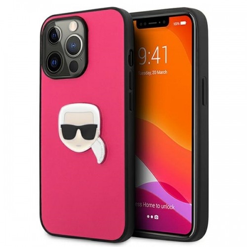 KLHCP13XPKMP Karl Lagerfeld PU Leather Karl Head Case for iPhone 13 Pro Max Pink image 1