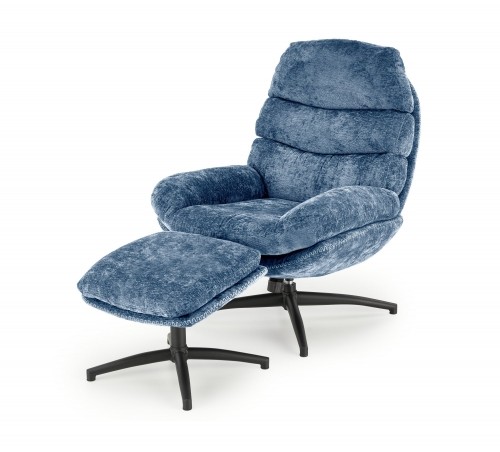 Halmar DARIO leisure chair, with stool, blue image 1