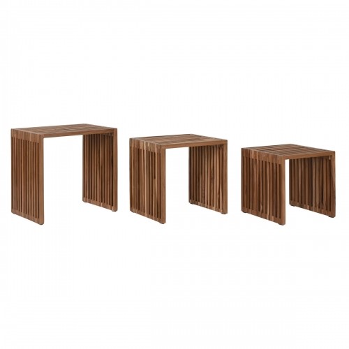 Set of 3 tables Home ESPRIT Natural Teak 40 x 40 x 40 cm image 1