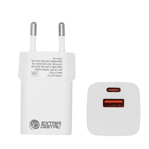 Extradigital Зарядное устройство GaN USB Type-C, USB Type-A: 30 Вт, PPS image 1
