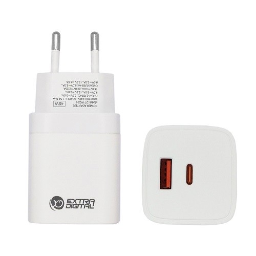 Extradigital Зарядное устройство GaN USB Type-C, USB Type-A: 45 Вт, PPS image 1