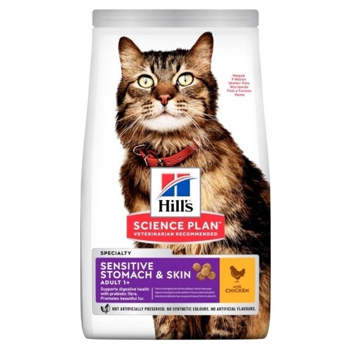 HILL'S SP Sensitive Stomach & Skin Adult Chicken - dry cat food - 7kg image 1