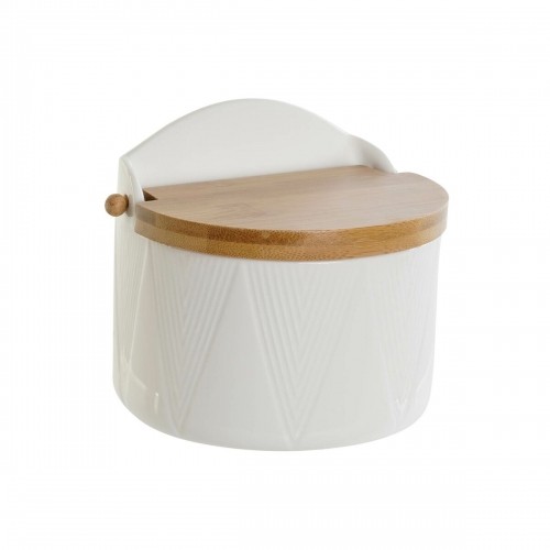Salt Shaker with Lid DKD Home Decor White Natural Bamboo Porcelain 12 x 10 x 11 cm image 1