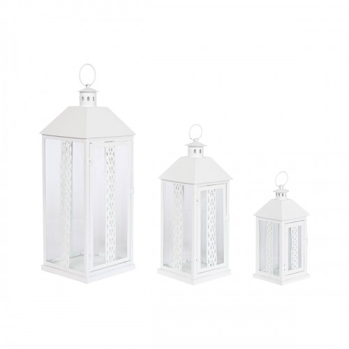 Lantern Home ESPRIT White Crystal Iron Shabby Chic 20 x 20 x 55 cm (3 Pieces) image 1