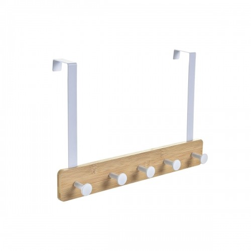 Door Coat Rack Home ESPRIT White Metal Bamboo 38,5 x 4,8 x 25,5 cm image 1