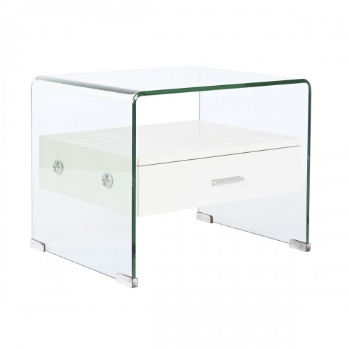 Nightstand DKD Home Decor White Transparent Crystal MDF Wood 50 x 40 x 45,5 cm image 1