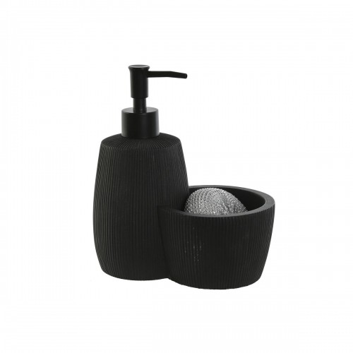 Дозатор мыла Home ESPRIT Чёрный Смола ABS 15 x 8,7 x 18,5 cm image 1