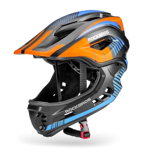 Children's bicycle helmet with detachable visor Rockbros TT-32SOBL-S size S - black and orange image 1