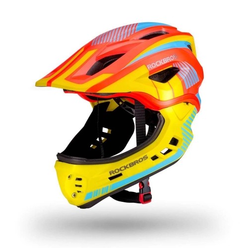Children's bicycle helmet with detachable visor Rockbros TT-32SOYB-M size M - yellow-orange image 1