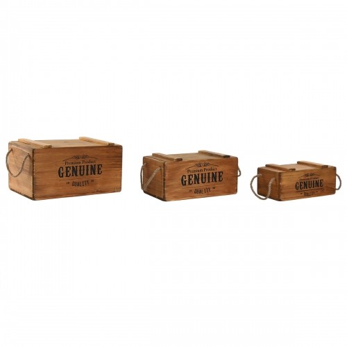 Storage boxes Home ESPRIT Genuine Natural Fir wood 38 x 24 x 20 cm 3 Pieces image 1