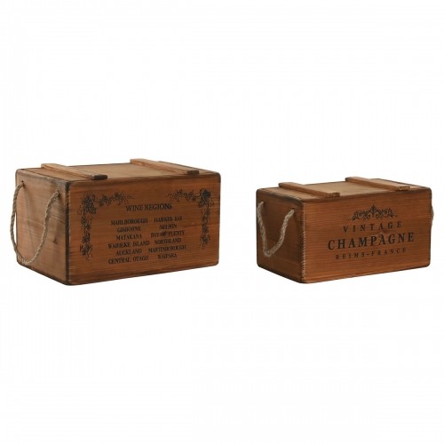 Storage boxes Home ESPRIT Natural Fir wood 38 x 24 x 22 cm 4 Pieces image 1