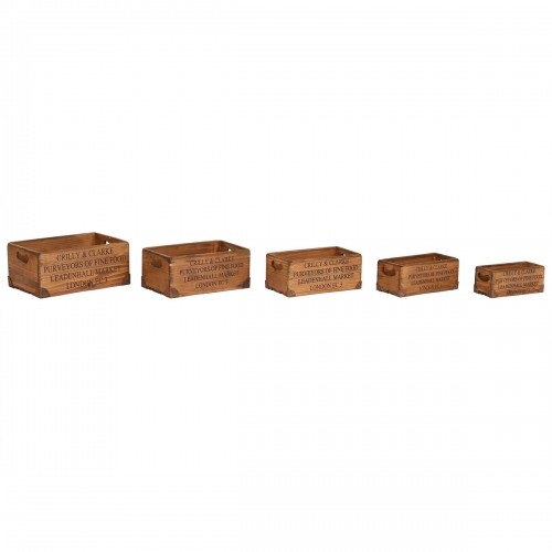 Storage boxes Home ESPRIT Brown Metal Fir wood 35 x 22 x 15 cm 5 Pieces image 1