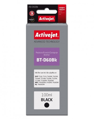 Activejet AB-D60Bk Ink Cartridge (replacement for Brother BT-D60Bk; Supreme; 100 ml; black) image 1