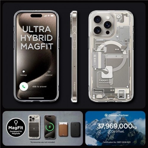 Spigen Ultra Hybrid Mag case with MagSafe for iPhone 15 Pro - natural titanium (Zero One pattern) image 1