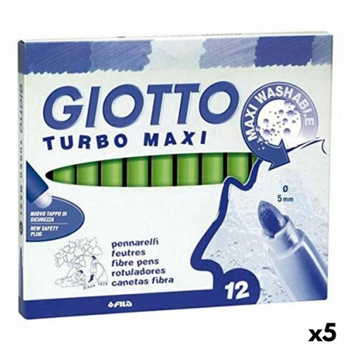 Set of Felt Tip Pens Giotto Turbo Maxi Light Green (5 Units) image 1