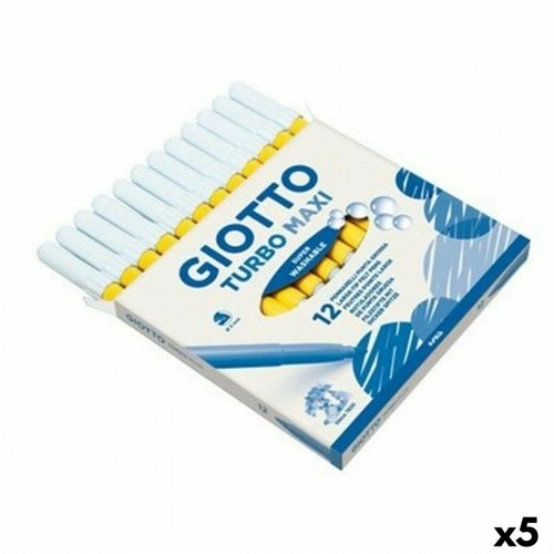 Set of Felt Tip Pens Giotto Turbo Maxi Yellow (5 Units) image 1