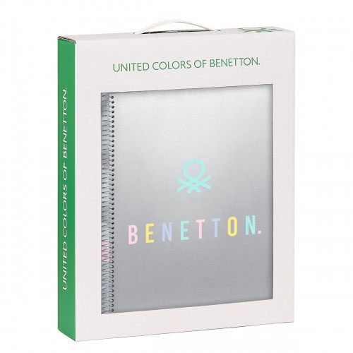 Stationery Set Benetton Silver Silver A4 2 Pieces image 1