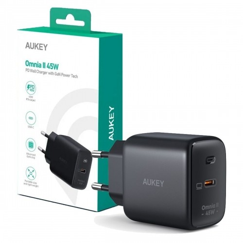 Wall Charger Aukey PA-B2T Black 45 W (1 Unit) image 1