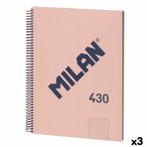 Notebook Milan 430 Pink A4 80 Sheets (3 Units) image 1