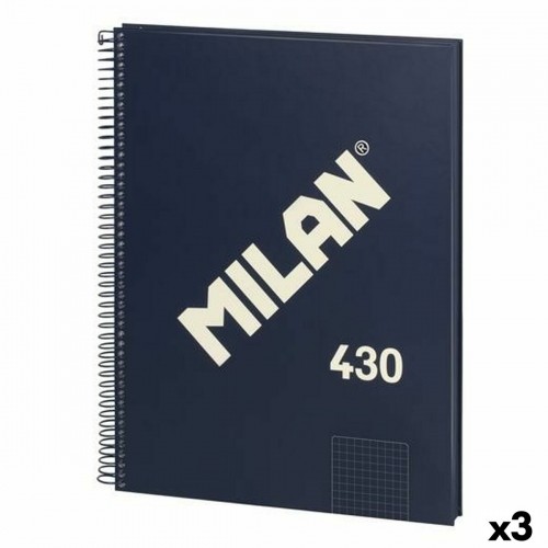 Notebook Milan 430 Blue A4 80 Sheets (3 Units) image 1