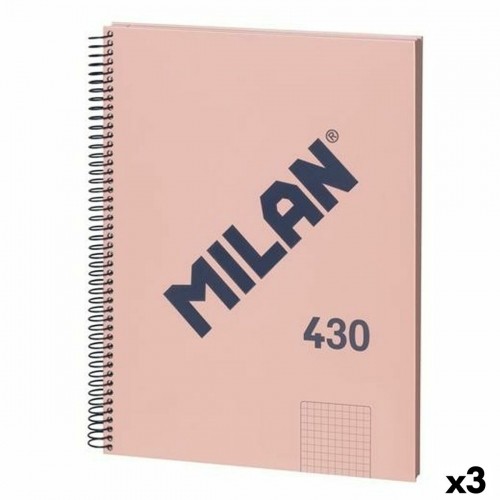 Piezīmju Grāmata Milan 430 Rozā A4 80 Loksnes (3 gb.) image 1