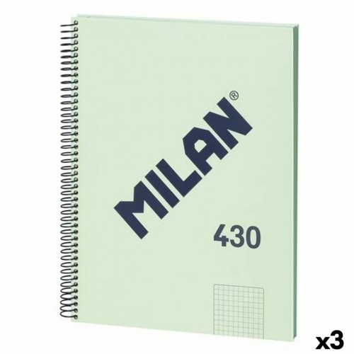 Notebook Milan 430 Green A4 80 Sheets (3 Units) image 1
