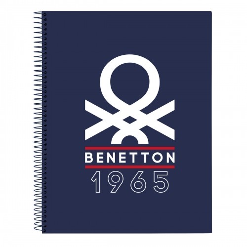 Notebook Benetton Varsity Grey Navy Blue A4 120 Sheets image 1