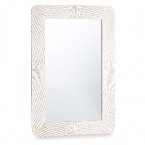 Wall mirror White Brown Mango wood Stripes 90 x 60 x 2 cm image 1