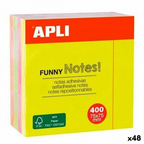 Sticky Notes Apli Funny Multicolour 75 x 75 mm (48 Units) image 1