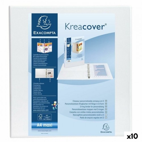 Gredzenveida stiprinājums Exacompta Kreacover Balts A4+ Personalizējams (10 gb.) image 1