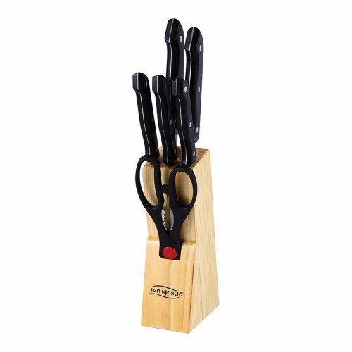 Set of Kitchen Knives and Stand San Ignacio Dresde SG-4161 Black Stainless steel 7 Pieces image 1