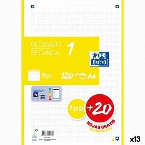 Grid sheets Oxford Classic Yellow A4 120 Sheets Replacement (13 Units) image 1