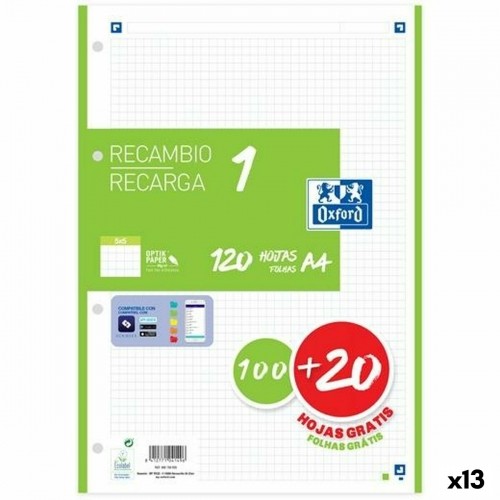 Režģa loksnes Oxford Classic Zaļš A4 120 Loksnes Aizstāšana (13 gb.) image 1