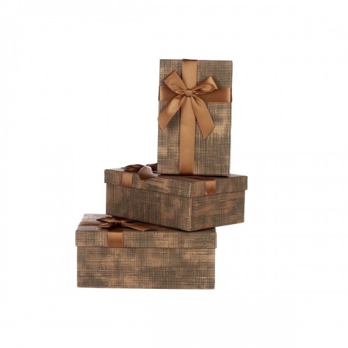 Set of decorative boxes Brown Black Cardboard Stripes Lasso 3 Pieces image 1