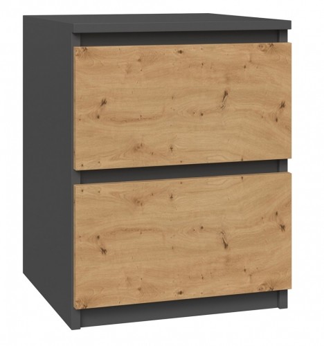 Top E Shop Topeshop W2 ANTRACYT/ARTISAN nightstand/bedside table 2 drawer(s) Anthracite, Oak image 1