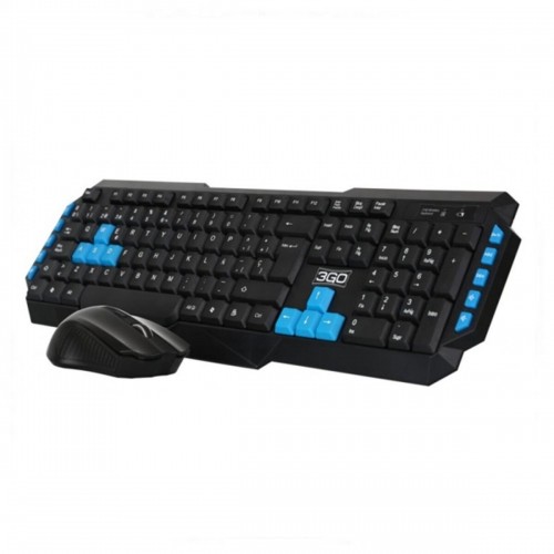 Игровые клавиатура и мышь 3GO COMBODRILEW2 USB Испанская Qwerty Черный/Синий image 1