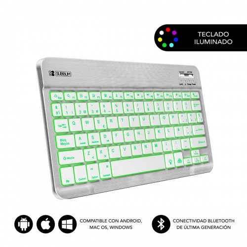 Bluetooth Keyboard with Support for Tablet Subblim SUB-KBT-SMBL30 Silver Spanish Qwerty QWERTY image 1