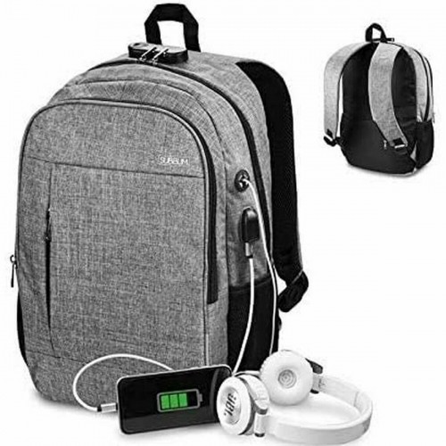 Rucksack for Laptop and Tablet with USB Output Subblim SUB-BP-1UL0001 Grey image 1