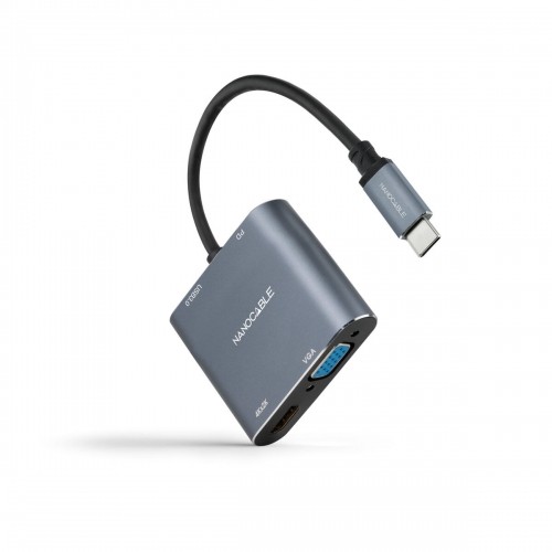 USB-C uz VGA/HDMI Adapteris NANOCABLE 10.16.4304 Pelēks 4K Ultra HD image 1