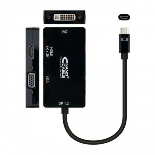 USB-C uz VGA/HDMI/DVI Adapteris NANOCABLE 10.16.4301-BK (10 cm) Melns 10 cm image 1