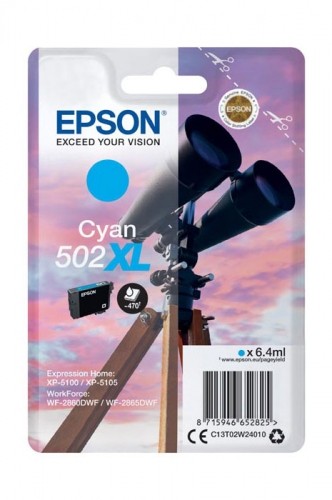 Original Ink- Cyan Epson 502XL (T02W2, C13T02W24010) image 1