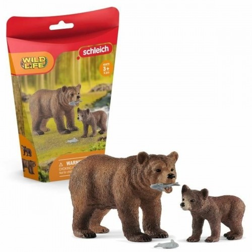 Статуэтки Schleich 42473 Maman grizzly avec ourson Пластик image 1