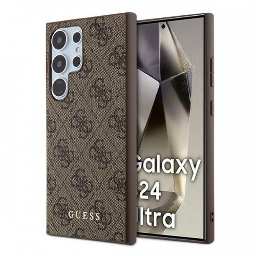 Guess GUHCS24LG4GFBR S24 Ultra S928 brązowy|brown hardcase 4G Metal Gold Logo image 1