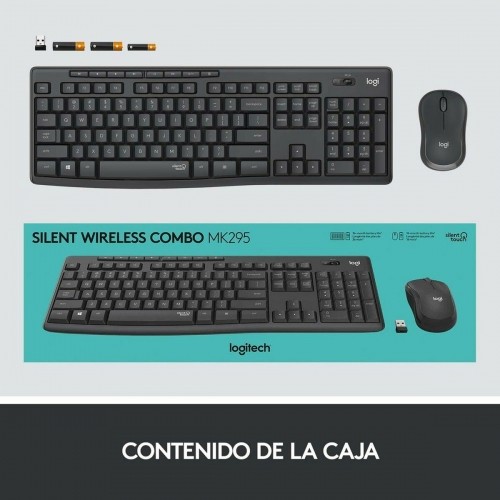 Keyboard and Wireless Mouse Logitech 920-009798 Black Spanish Qwerty QWERTY image 1