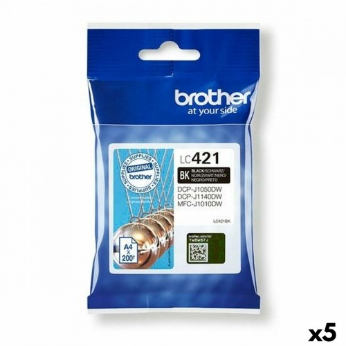 Original Ink Cartridge Brother LC421 Black (5 Units) image 1